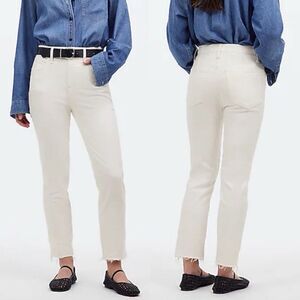 MADEWELL Jeans Women 23 The Perfect Vintage White Raw Hem High Rise NO662